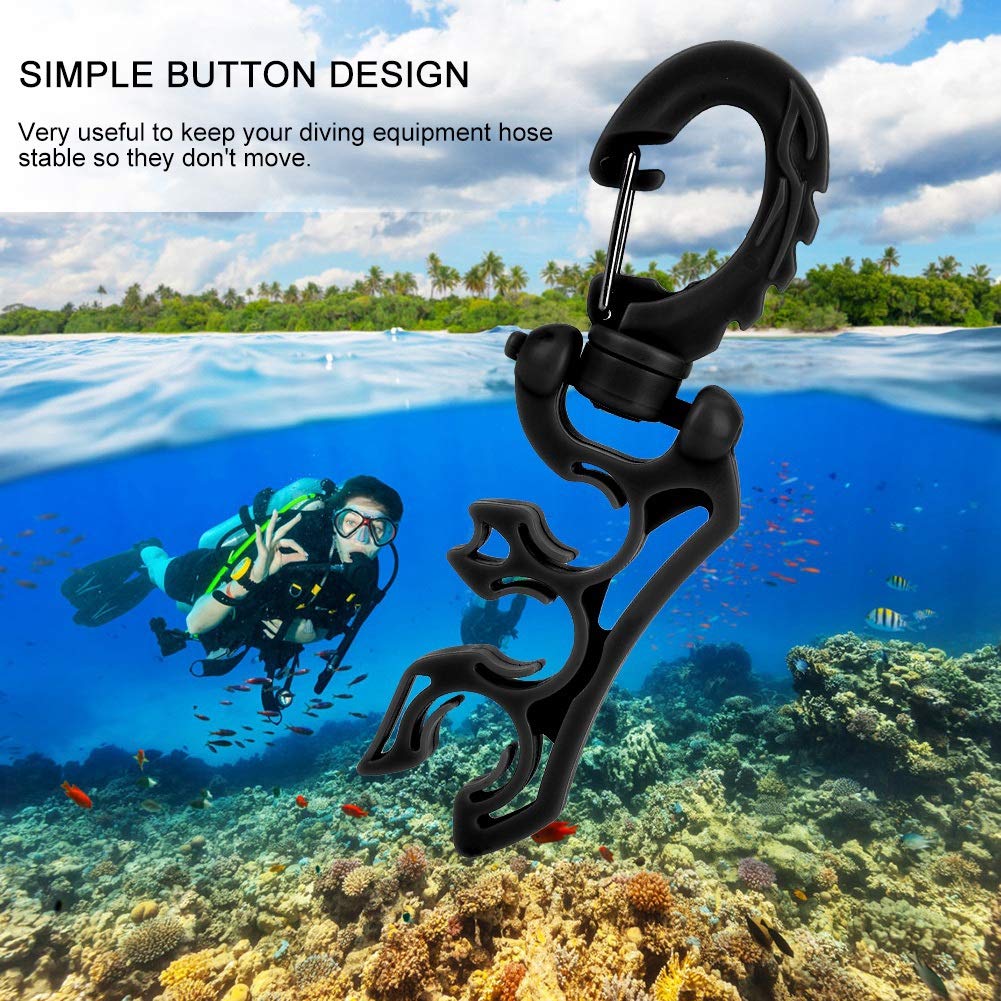 MTQY Duikslang Clip 2 STKS Zwart Duiken Slang Houder Clip Duiken Dubbele BCD Slang Clip met Snap Haak Gesp voor Duik Snorkelen Accessoires Duiken Slang Houder Clip