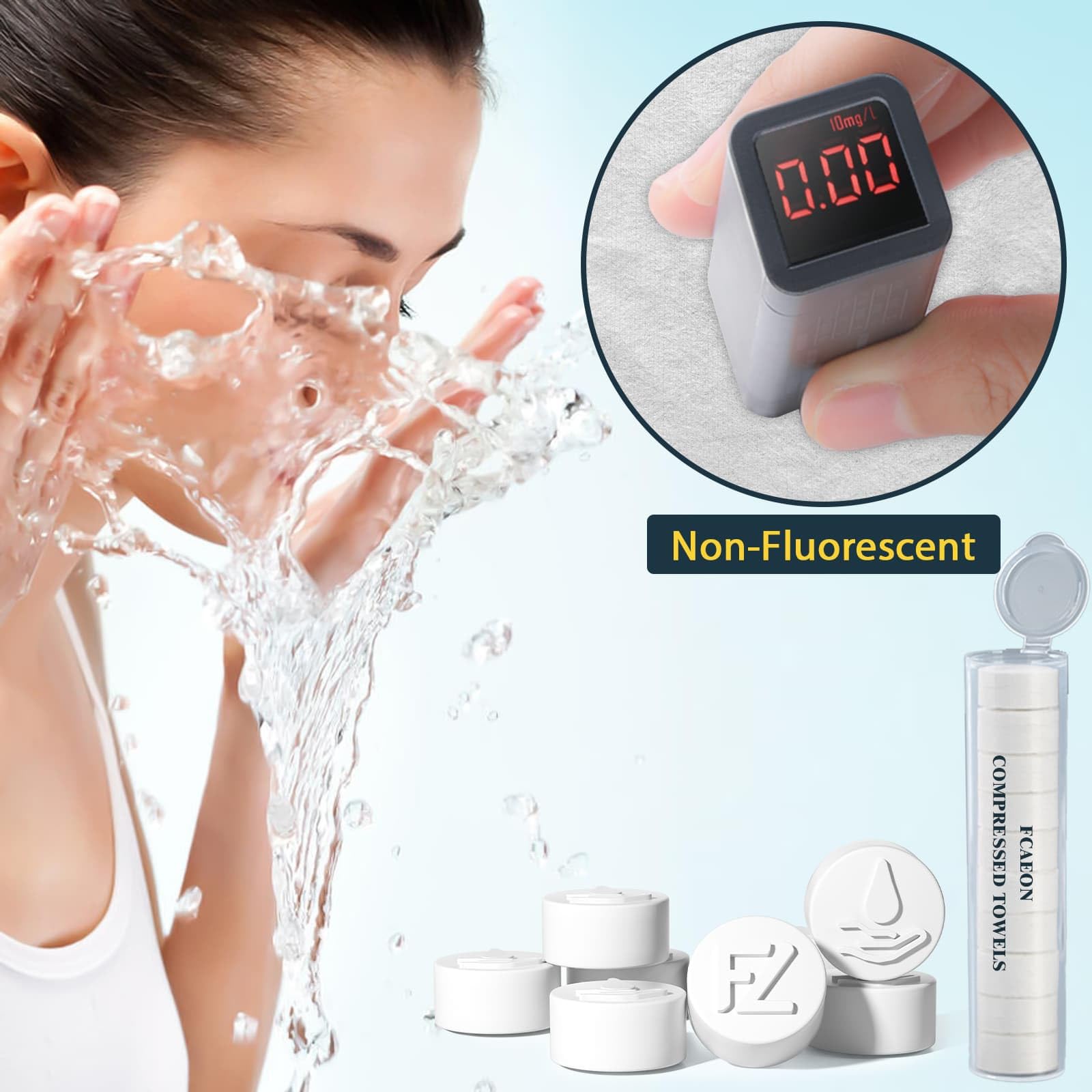 Asciugamani Compressi,Asciugamano per il Viso Usa e Getta Ultra Morbido,Salvietta per il Viso Spessa,Fazzoletti di Cotone per Struccarsi Pelle Sensibile Allattamento Viaggio(500 Unità Blu)