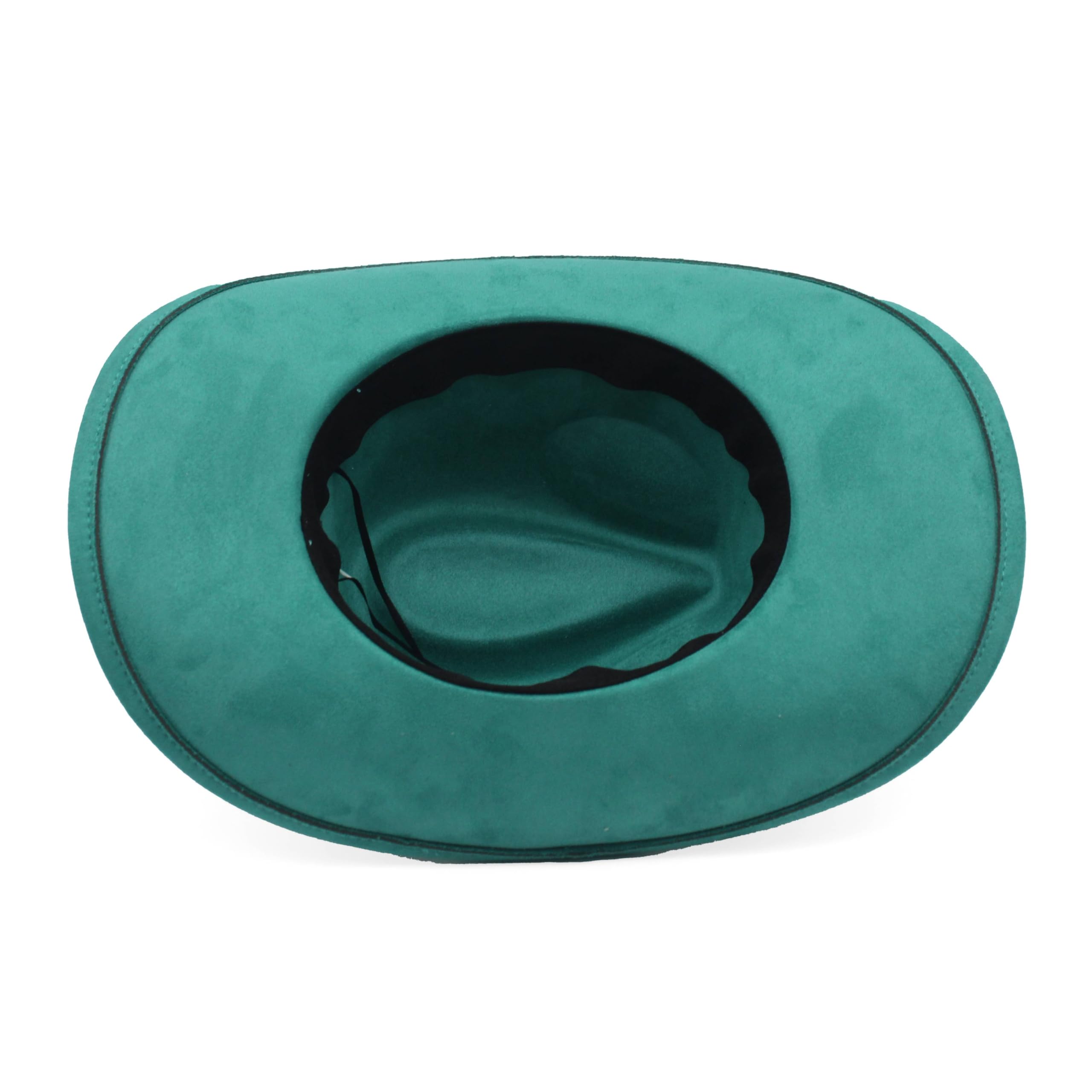 Cappello da cowboy occidentale per donne e uomini cappello da cowboy a tesa larga per le donne con fibbia intrecciata cintura in pelle scamosciata classici cappelli Fedora
