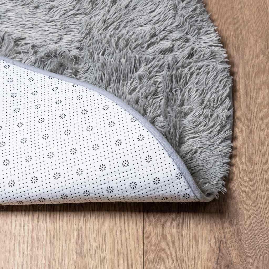 Tappeto Shaggy Pelo Lungo NAVARRA Grigio Chiaro 120x120 cm