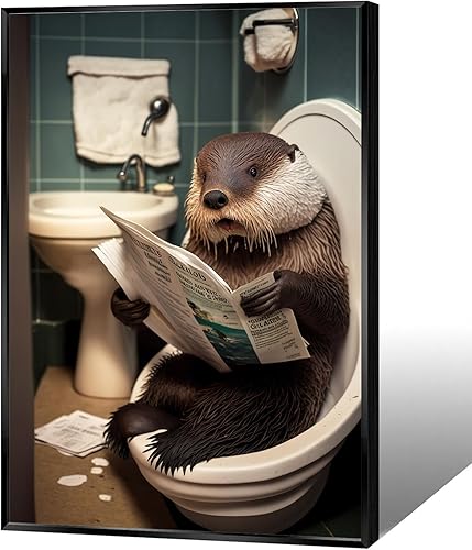 Vista 19 de KOEUIRW Divertido lienzo de baño Golden Retriever para pared, póster de perro lindo en el inodoro, impresiones de animales en blanco y negro