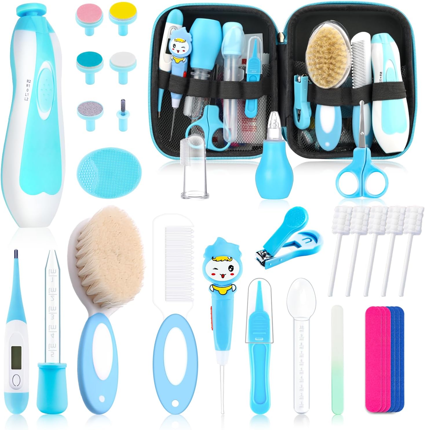Baby Healthcare and Grooming Kit for Newborn Kids, 31PCS Upgraded Safety Baby Care Kit, Newborn Nursery Health Care Set, Baby Electric Nail Filer Kit, Infant Baby Care Products