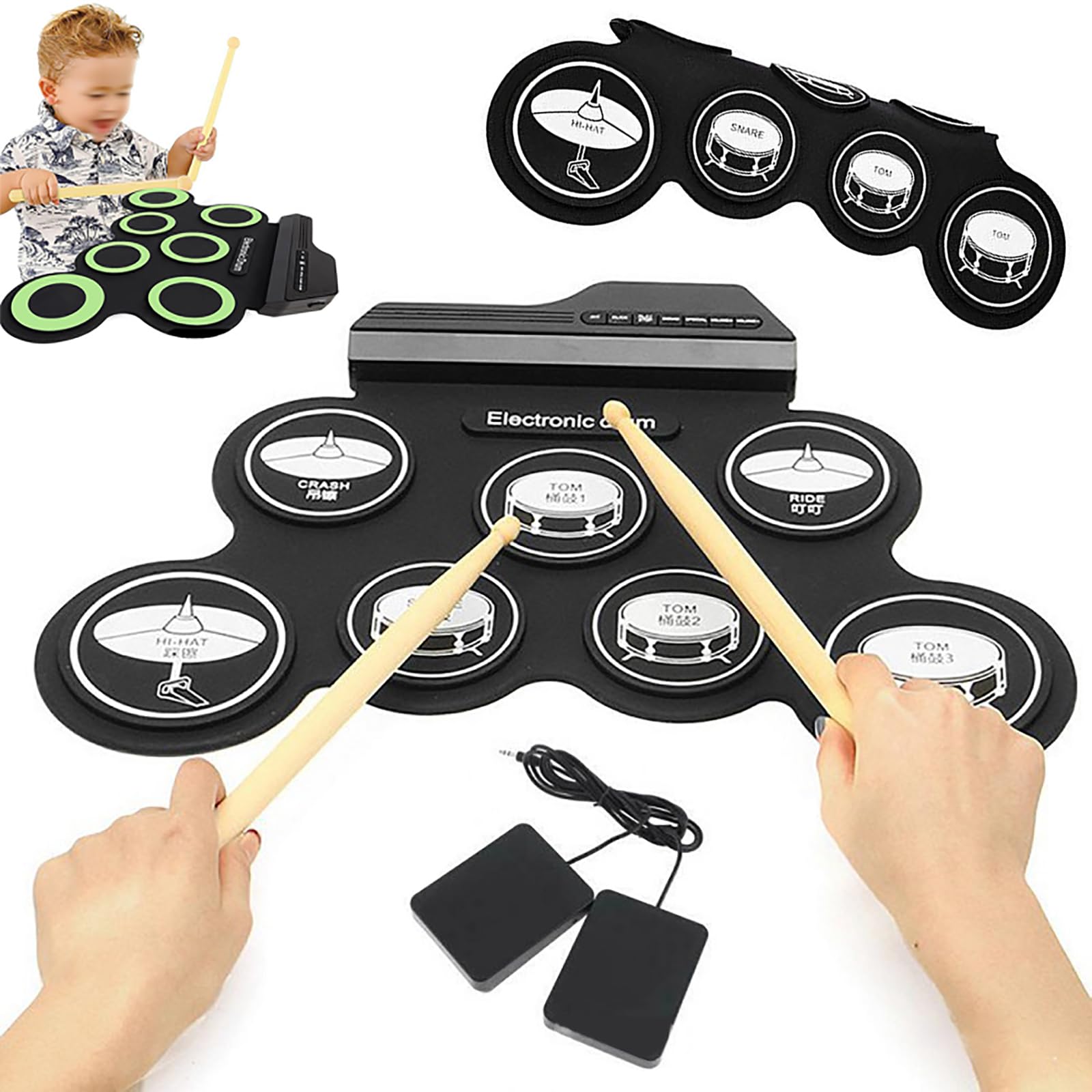 Tambour Électronique Portable en Silicone pour Apprendre la Batterie sans Encombrement ni Bruit