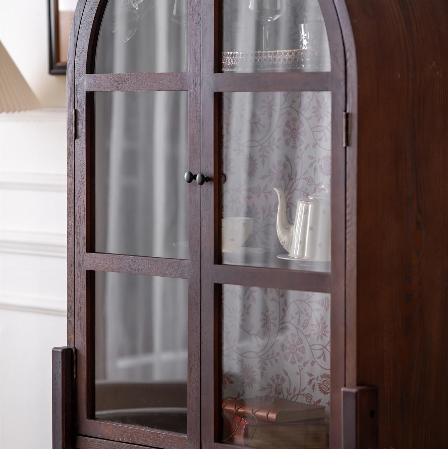 Gabinete de Bar de Vinos Industrial Vitrina de Vidrio Retro for Vino, gabinete de Entrada, gabinete Decorativo for Sala de Estar, gabinete de Almacenamiento de Madera Maciza