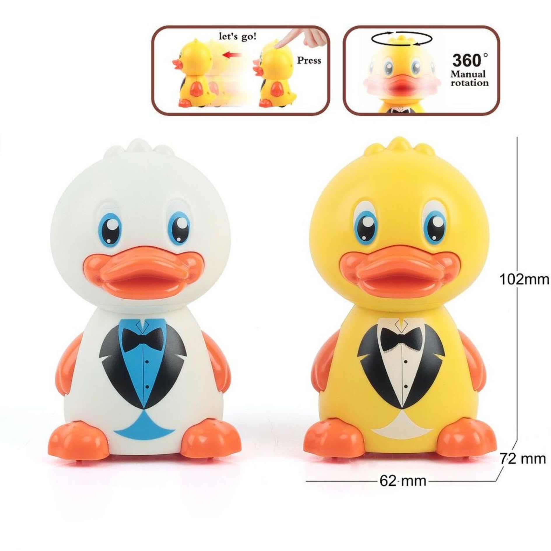 Jo Baby Press & Go Duck Crawling Toys for Kids Press and Go Animal Vehicle Toy for Toddlers and Kids Pack of 2 Pcs 4