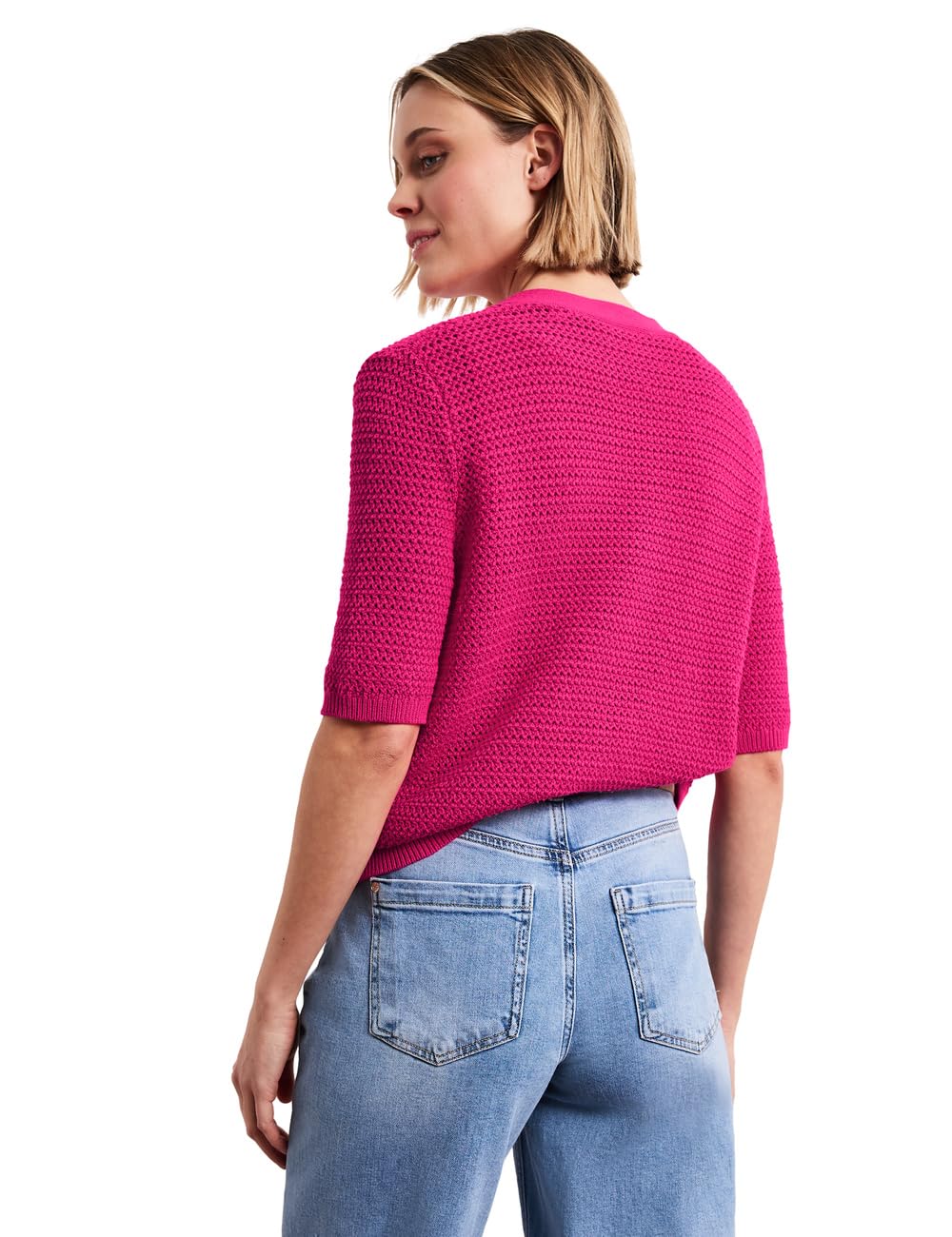 Kurzarm Cardigan mit V-Neck und Struktur