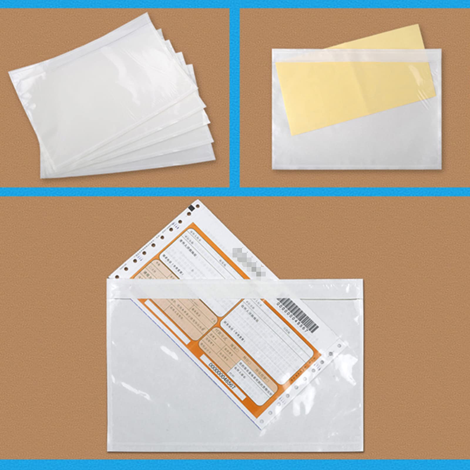 Coopaty Paquete de 100 sobres autoadhesivos transparentes de 15 x 22,8 cm, para etiquetas de envío de facturas