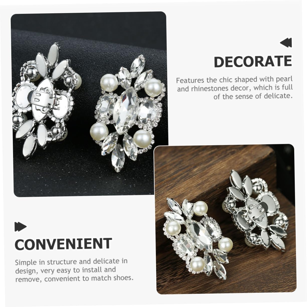 Healvian Clip per Scarpe Sposa Accessori per Cerimonie e Speciali Facili Rimuovere e Regolabili per Personalizzare