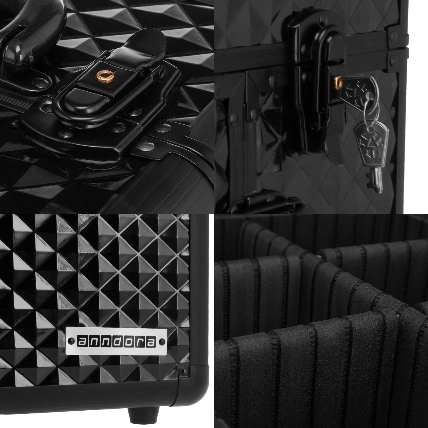 anndora 2 Rad Beauty Trolley 60 Liter Salontrolley Friseurkoffer komplett schwarz