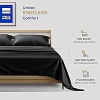 Vista 3 de THREAD SPREAD 100% Sábanas de algodón tamaño Queen - Juego de 4 piezas, 400 hilos, solo sábanas Queen de algodón, suaves, transpirables