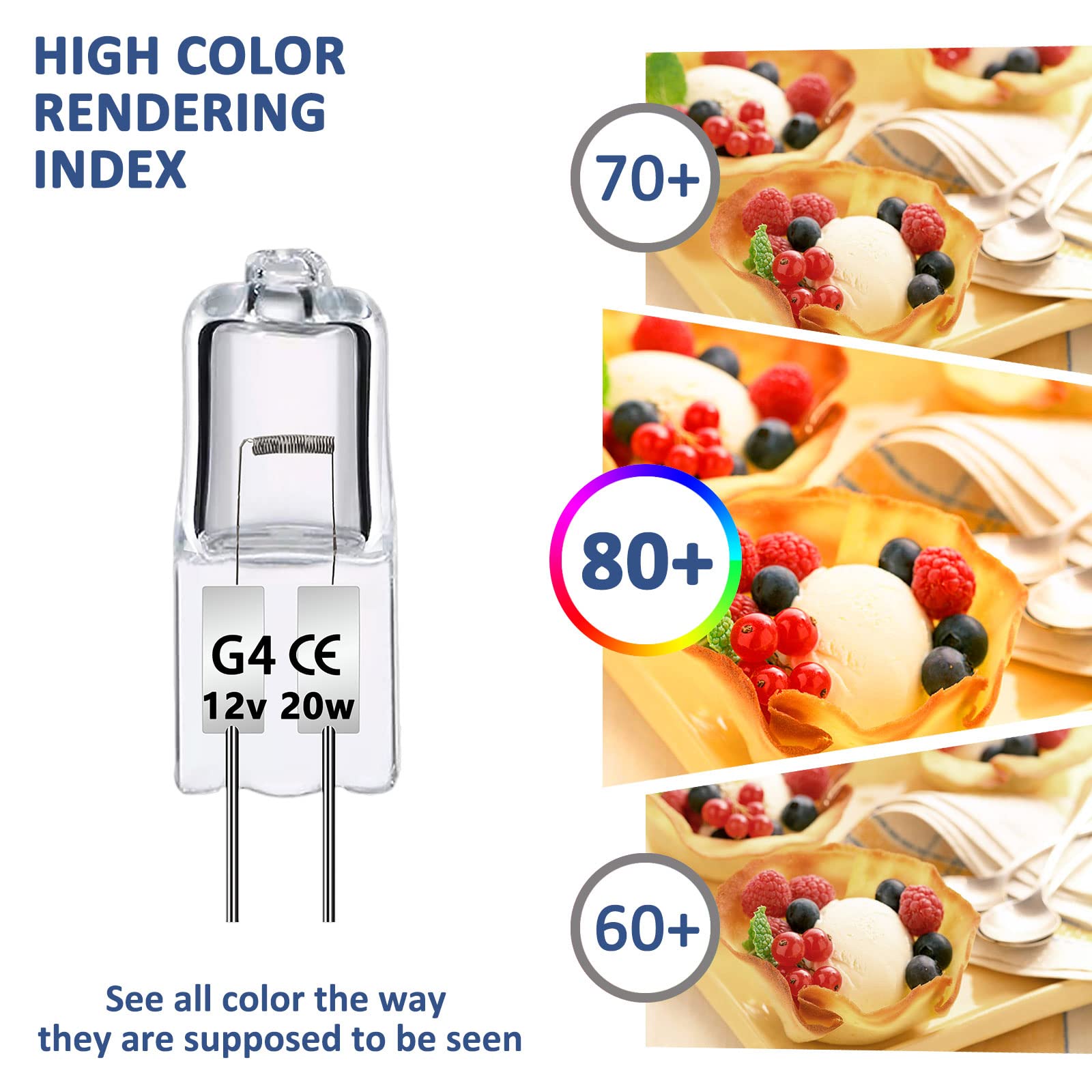 Opakowanie 12 żarówek halogenowych G4 20 W 12 V ściemnialne, 2700K ciepła biel, 280 lm, G4 Pinowa lampa bazowa, żarówki halogenowe do lamp szafkowych, okapy wyciągowe, żyrandol