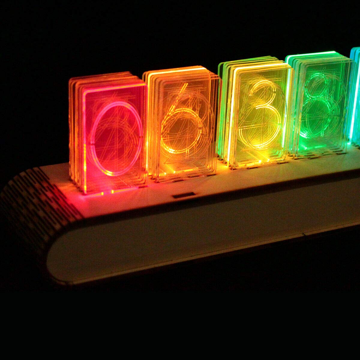 NIXT CLOCK - Acrylic Led Nixie Clock DIY Kit - Full Color with Wood Case