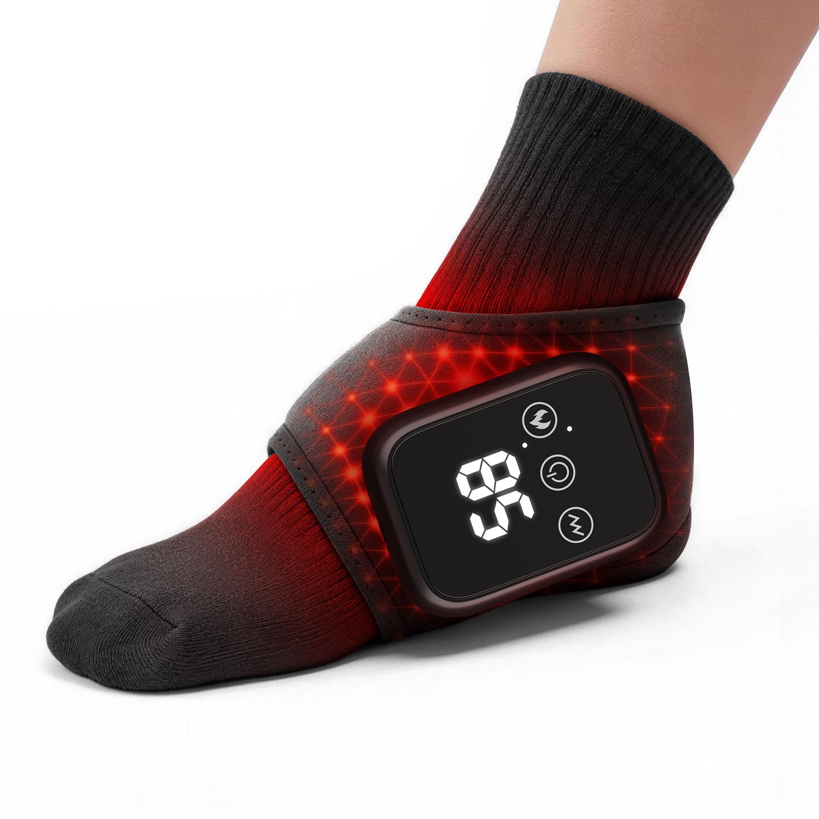 Foot Renew Triple Method Massager, 3 in 1 Cordless & Portable Foot and Ankle Massager with 3 Vibration Modes & 3 Heat Levels, for Heel, Arch, and Ankle Comfort & Relief for Home/Office/Travel (1PC)