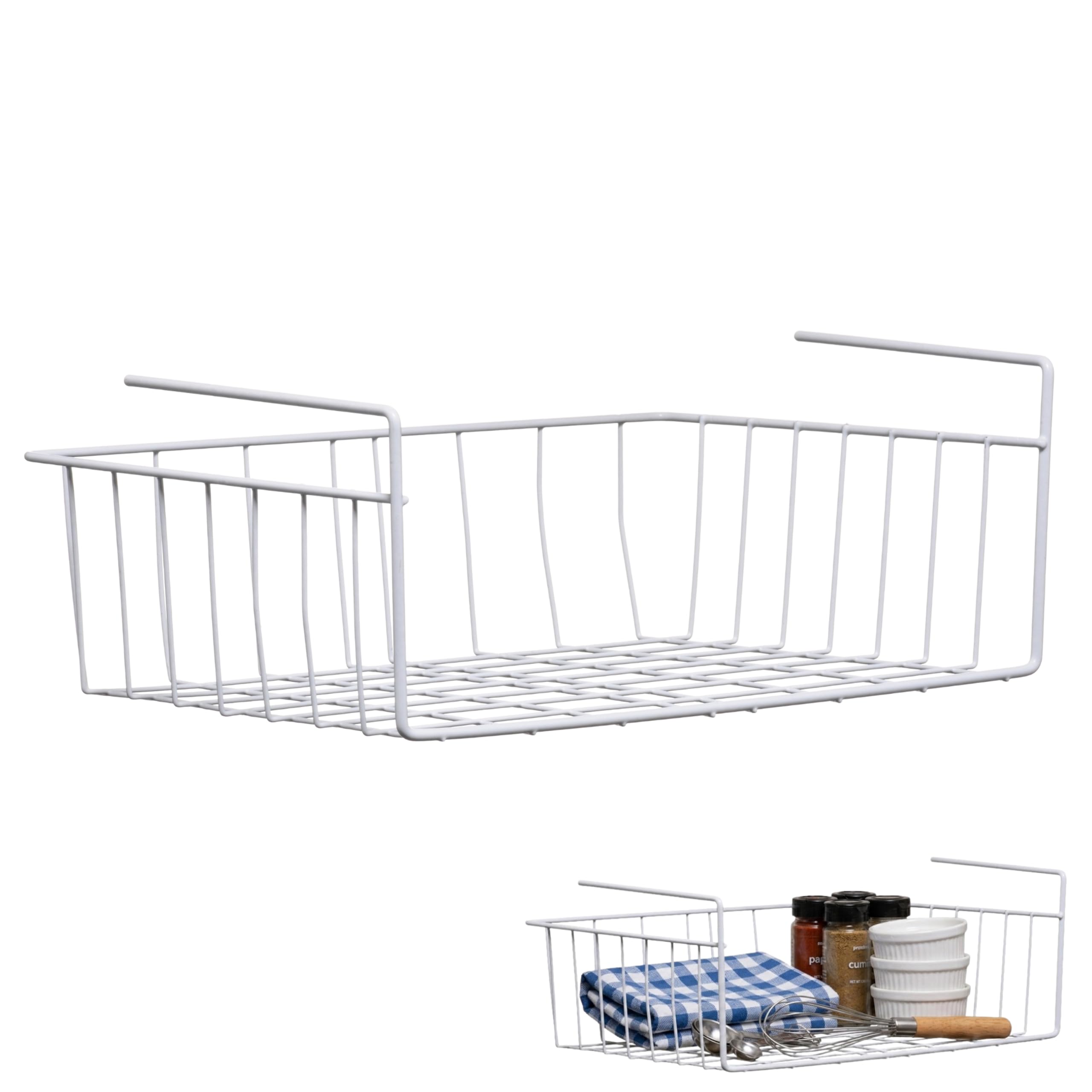 Premier Housewares 509718 Shelf Storage Basket, 39 cm-White, Metal