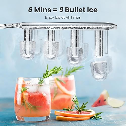 Miniatura 3 de AGLUCKY Máquina de hielo para encimera, máquina de hielo portátil con asa, máquina de hielo autolimpiante, 26 libras24 horas, 9 cubitos de hielo