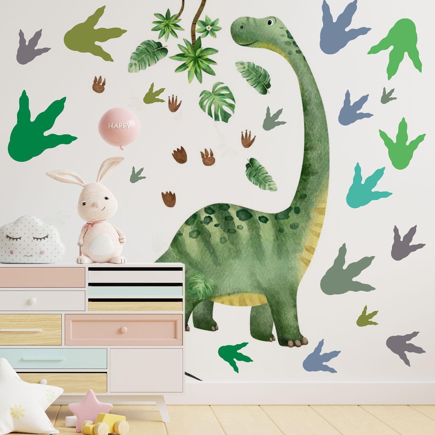 1 Set of Dinosaur Wall Stickers and 2 Dinosaur Footprint Stickers, Creative and Interesting Wall Stickers - Image 4
