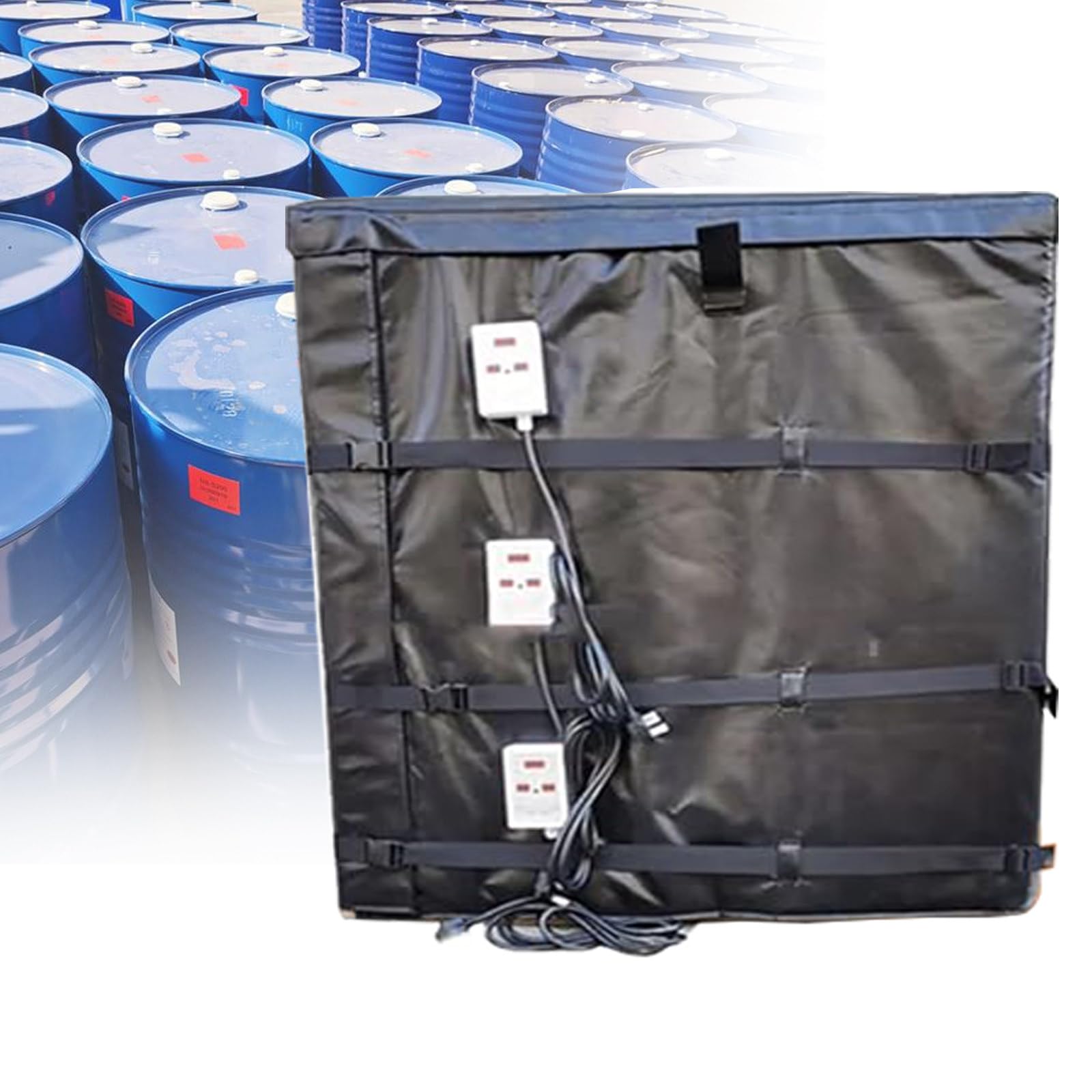 MRVAKDYDI Oil Barrel Heating Blanket, IBC Drum Heating Blanket with Temperature Controller, Black/Grey, 200L/1000L(Black,1000L)