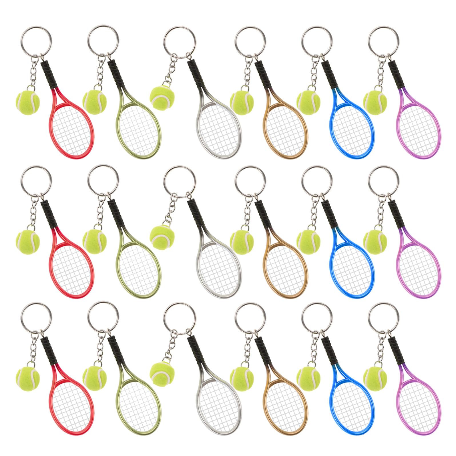 Portachiavi Tennis Colorati in Plastica Leggera Set da 18 Pezzi con Ciondoli a Forma di Pallina da Tennis Accessori Sportivi Compatti per Zaino e Chiavi Regalo per