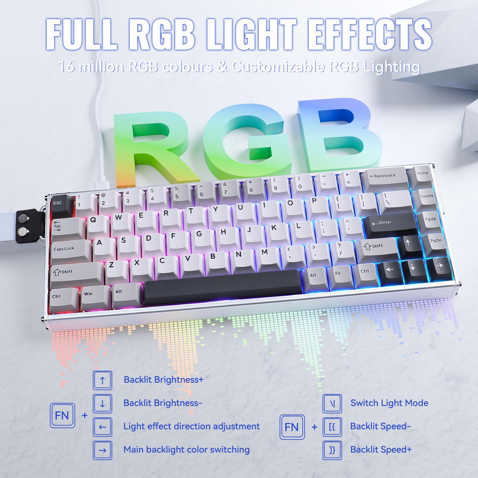 ATTACK SHARK X68MAX HE Tastiera da gioco cablata in alluminio con grilletto rapido e interruttori magnetici,precisione RT di 0,005mm,attuazione regolabile,8KHz,latenza di 0.08ms,RGB
