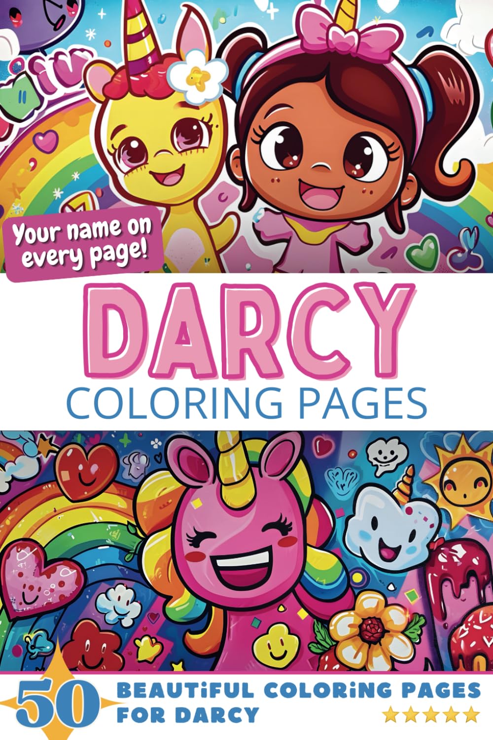 Darcy Coloring Pages: Wow-Effect! Your name on every page - Darcy coloring book - 6x9" - 50x Darcy coloring page - Fantastic Gift