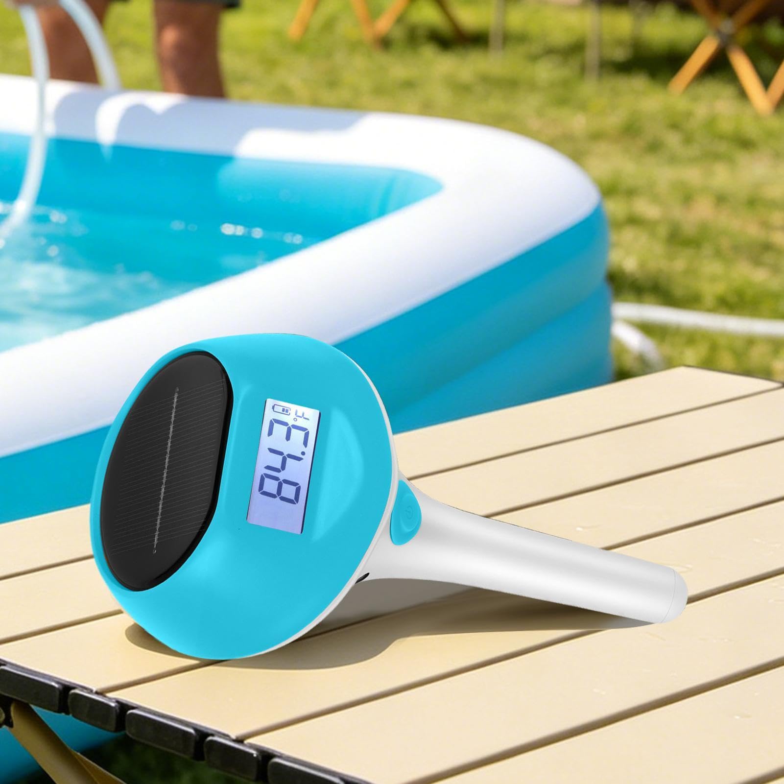 Misuratore di Temperatura 'Acqua Tester Impermeabile Solare Wireless | Termometro per Piscina di Facile Lettura Esterni Interni Giardino Patio Spa Idromassaggio Laghetto Vasca da Bagno Campeggio