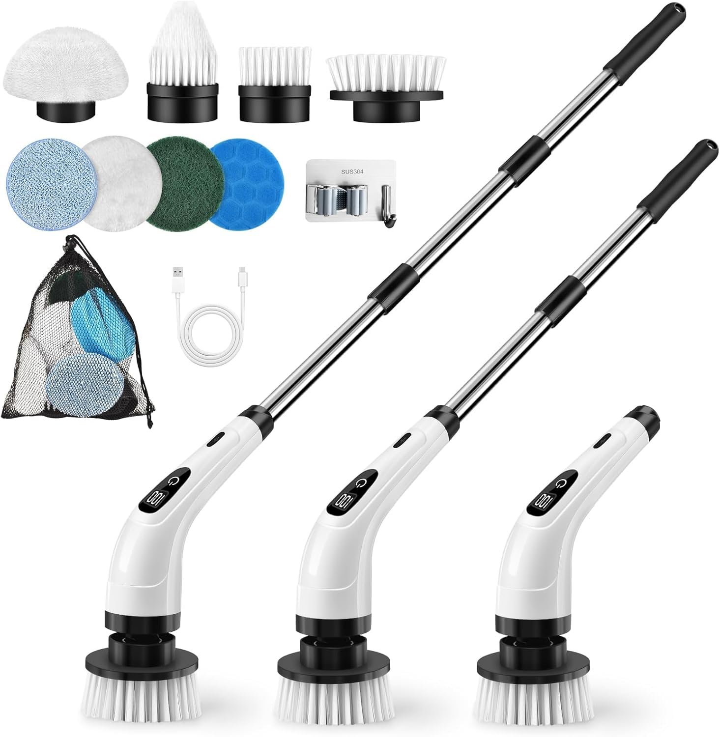 Electric Spin Scrubber Mop with Rotating Brush Head, Multi-Function Cleaning Tool for Floors, Tiles and Grout, Adjustable Handle, Rechargeable Battery (B0DC6VF53G) Amazon Price History, Amazon Price Tracker