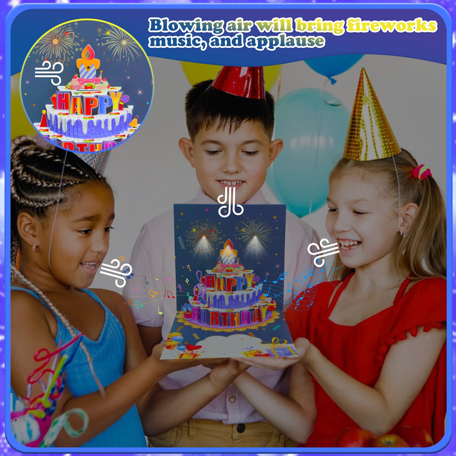 Grande biglietto d'auguri pop up 3D con musica e luce - Biglietto d