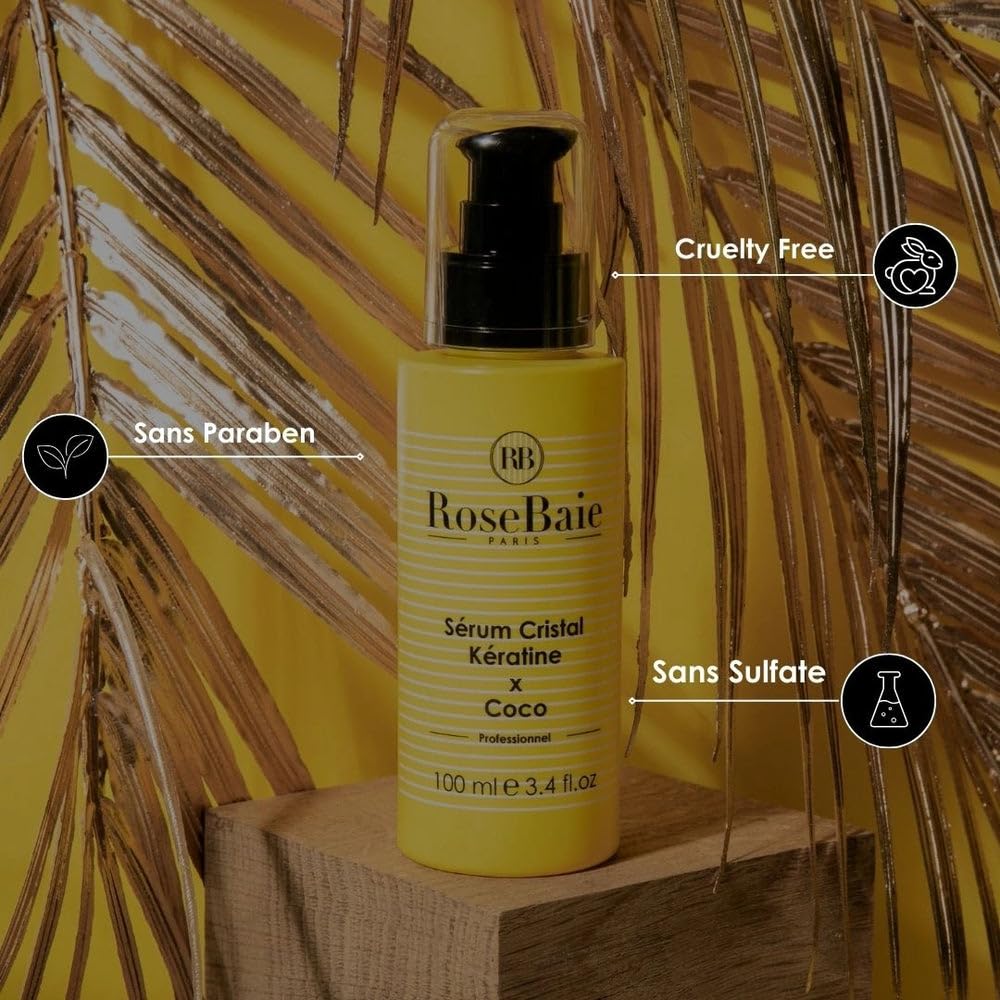 ROSEBAIE | Duo Sérum Cristal Coco et Kératine | 1 acheté = 1 offert | Cheveux secs, abîmés | Pointes Fourchues et Cassantes | Cheveux texturés crépus bouclés frisés | 2 x 100ml