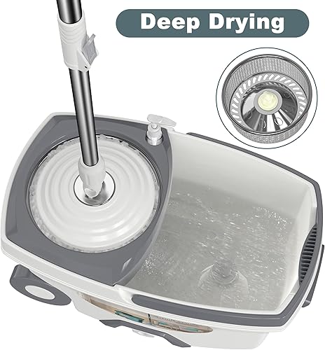 Miniatura 3 de Trapeador y cubo con juego de escurridor, sistema de trapeador giratorio y cubo, trapeadores para limpieza de suelos, herramientas de suministros