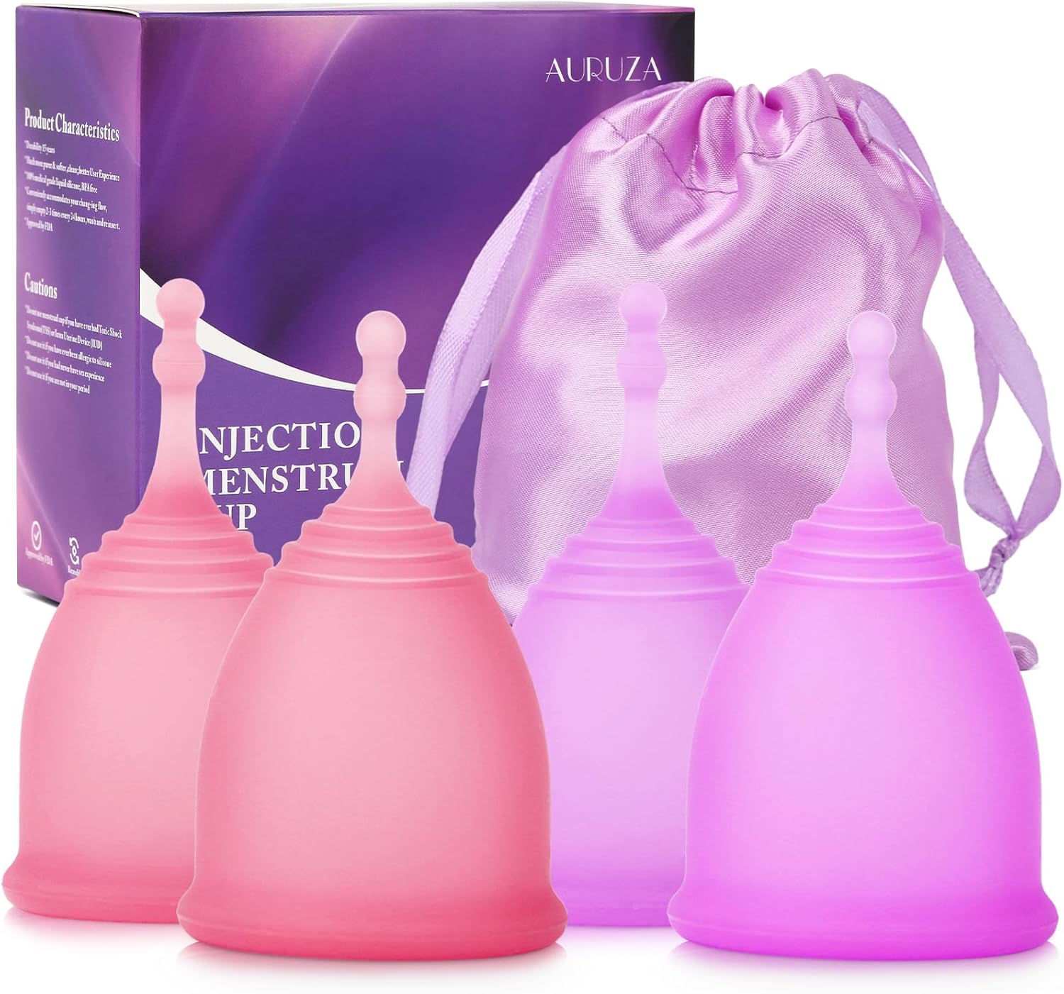 4 Pack Menstrual Cups, Reusable Period Cups Kit for Girls