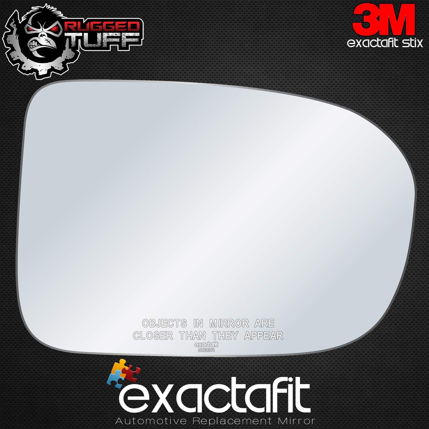 exactafit 8833R Passenger Side Mirror Glass Replacement Repair Compatible With 2014 2015 Honda Civic