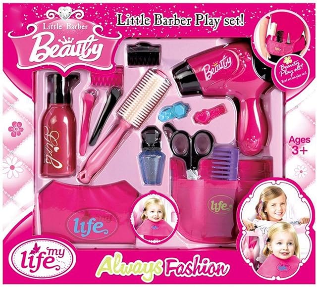 Coolstuffx Pretend Beauty & Hairdressing Set for Girls  14 pieces. With battery-operated hair dryer