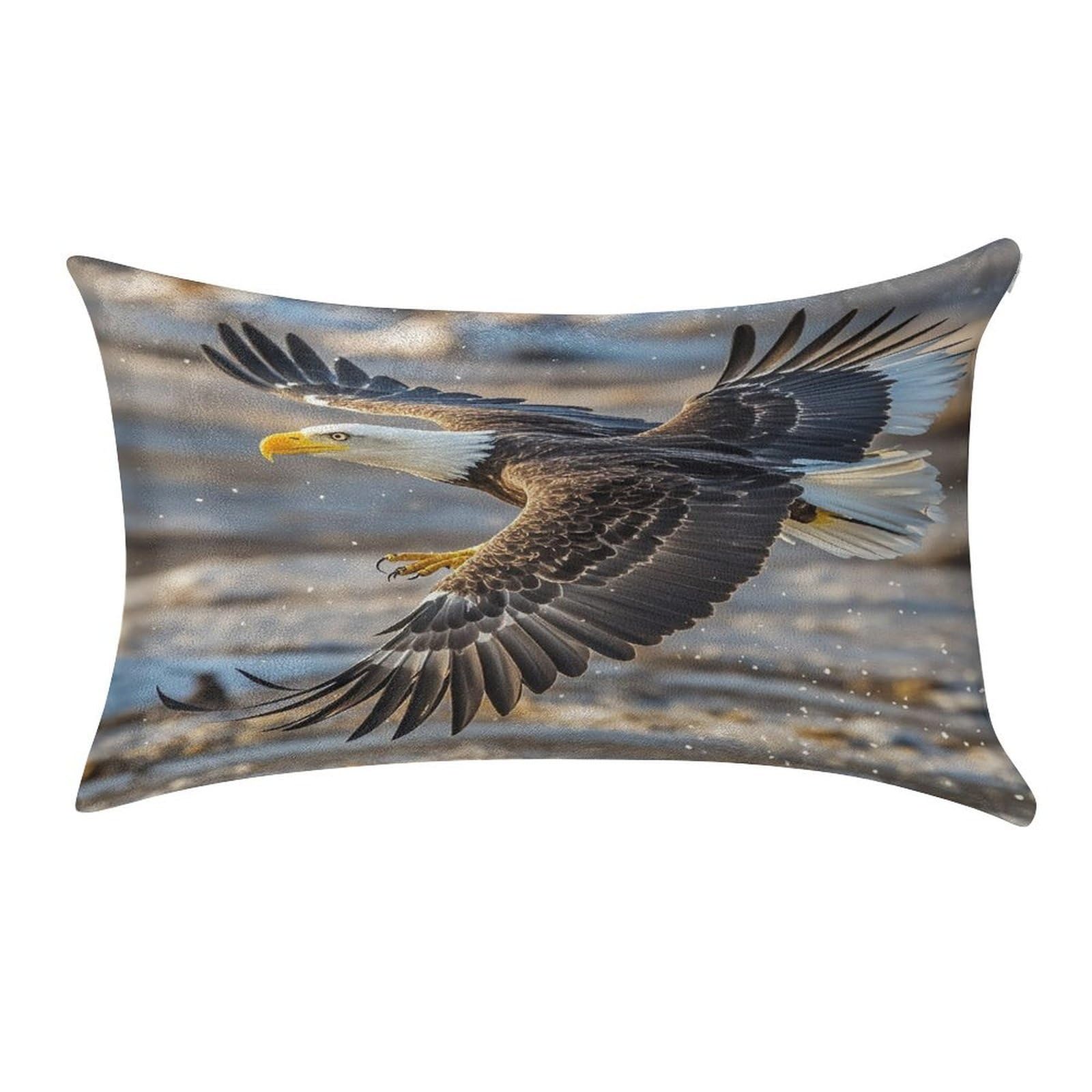 FekiLoot Bald Eagle Flying Pillow Covers Luxury Velvet Oblong Pillowcases Rectangular Throw Pillows Case Decorative Velvet Cushion Covers Ultra Soft Lumbar Pillow Shells 12 X 20 in