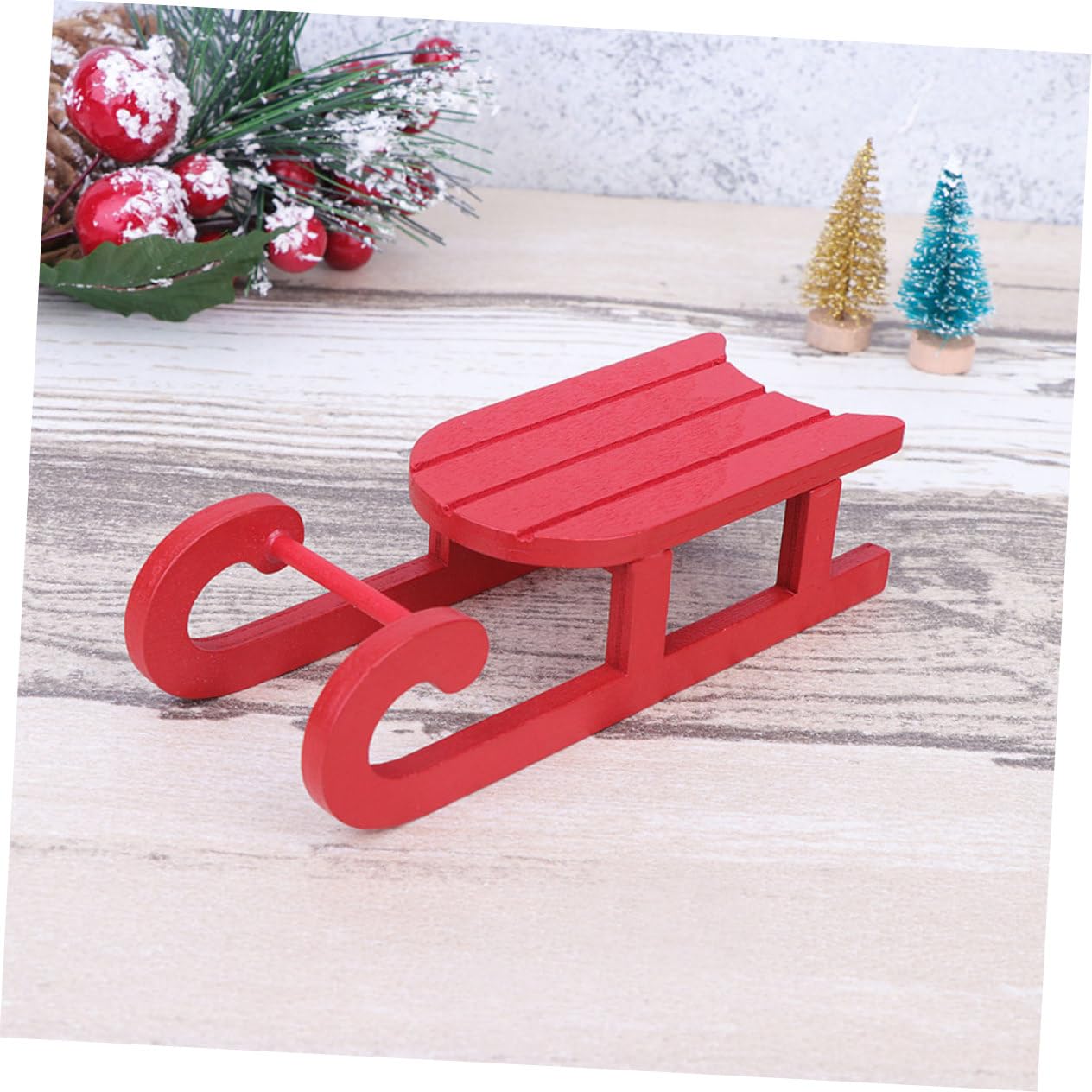 OUNONA 10piezas Adorno De Madera para Escritorio Forma De Trineo Decoración Navideña para Hogar y Fiestas