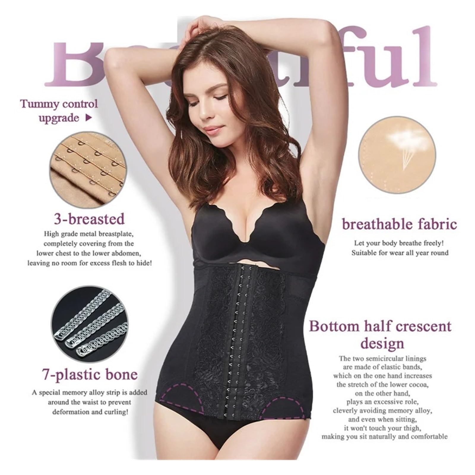 DUNSBY Bauchgurt – Taillenmieder Mit Dreifachem Korsett, Schweißband & Workout-Slimmer, XXL, Schwarz DUNSBY Bauchgurt – Taillenmieder Mit Dreifachem Korsett, Schweißband & Workout-Slimmer, XXL, Schwarz