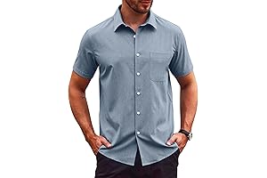 Kasgo Men's Short Sleeve Linen Casual Button Down Summer Shirts Quick-Dry Lightweight...