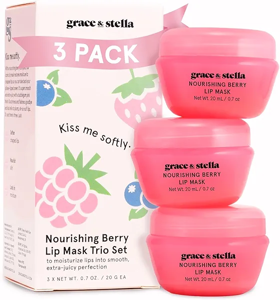 grace & stella Award Winning Lip Butter - Lip Balm Hydrating - Nourishing Lip Mask (3-pack) Airplane Travel Essentials, Beach Vacation and Purse Essentials - Lip Moisturizer for Dry Lips - V