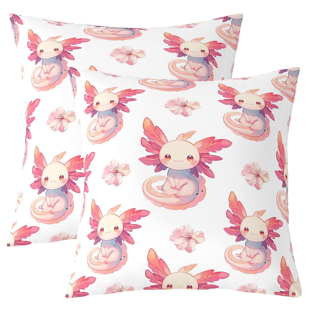 Erosebridal Axolotl Cushion Cases Pack of 2 Cute Cartoon Animal Throw Pillow Covers Pink Axolotl Pillow Covers Ocean Animal Decorative Pillow Cases