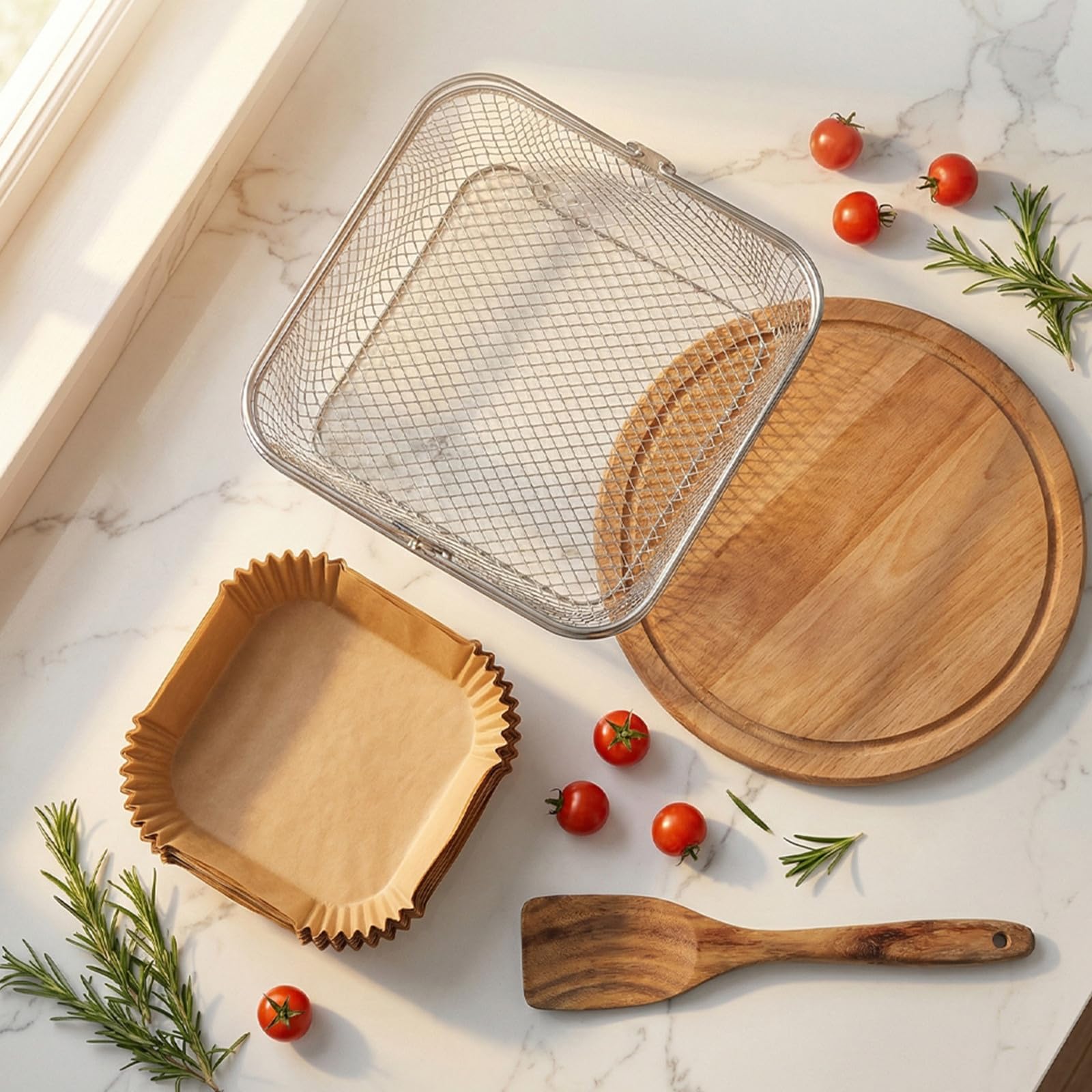 Panier de Friteuse à Air en Acier Inoxydable 8 Pouces, 1 Set