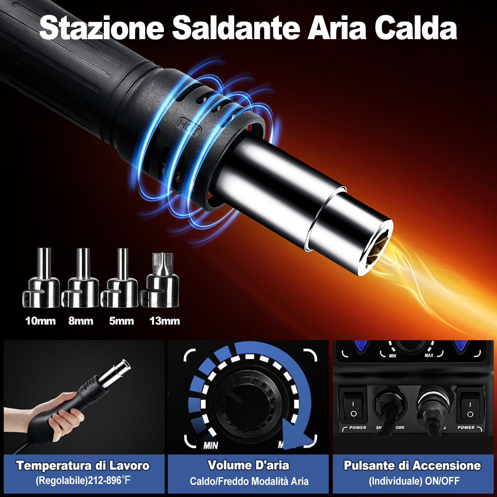 CREWORKS 750W Estación De Soldadura Con Pantalla LED Y Pislota De Aire