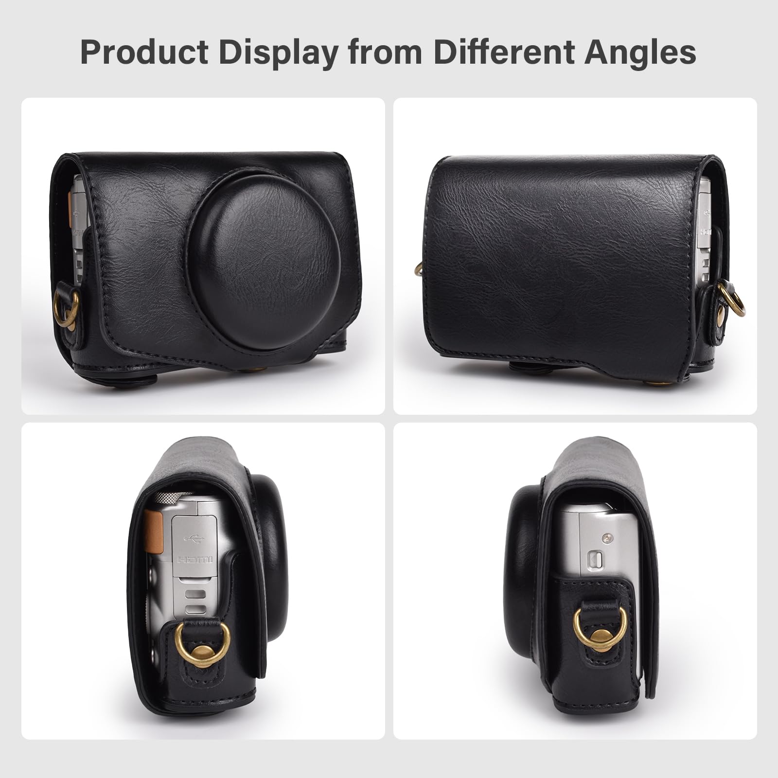 kinokoo Housse de Protection pour Canon PowerShot SX720 HS SX730 SX740 HS Appareil Photo, Étui en Cuir PU PowerShot SX720/SX730/SX740 HS Caméra avec Bandoulière Ajustable - Noir