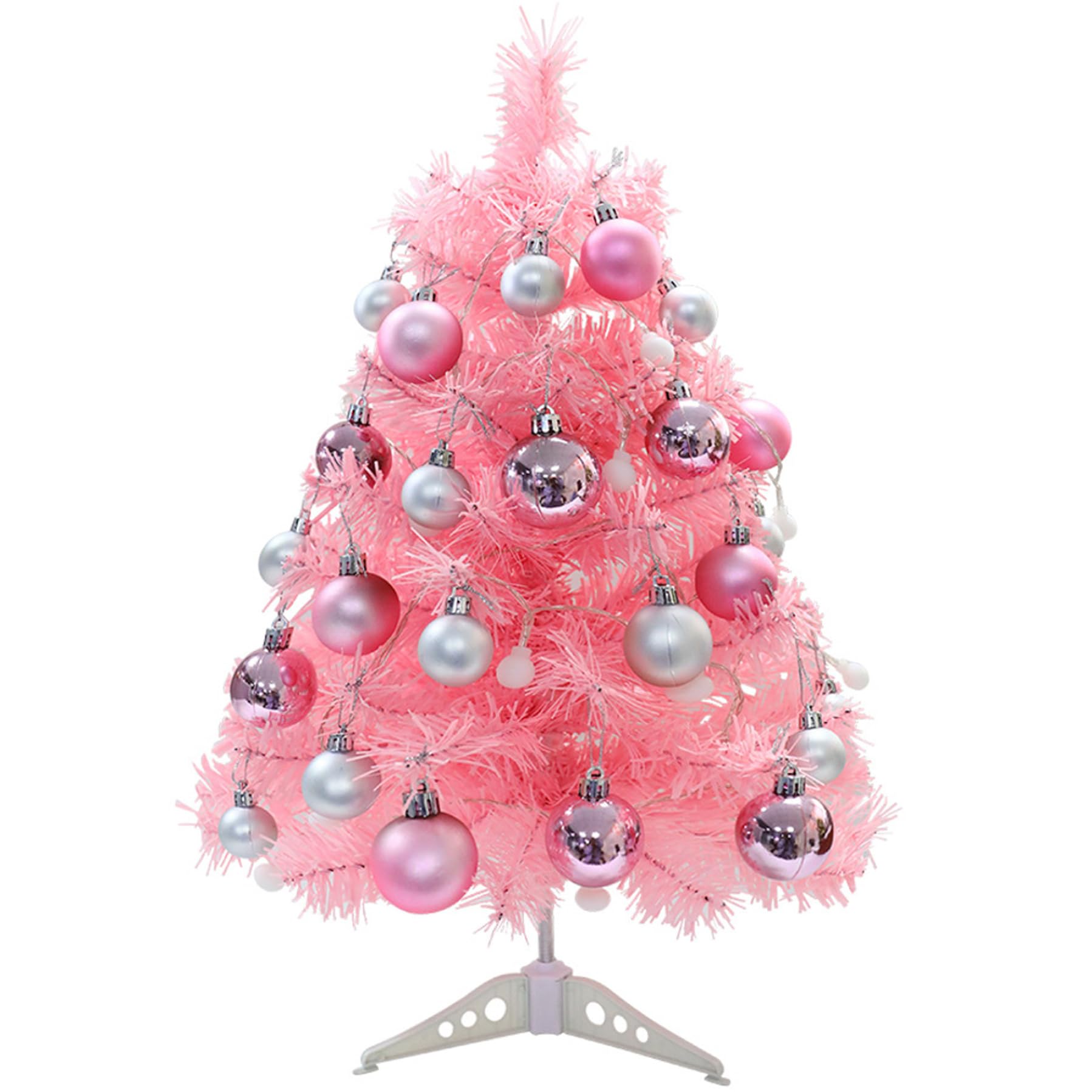 Piccolo Albero di Natale Rosa con Luci, Albero di
