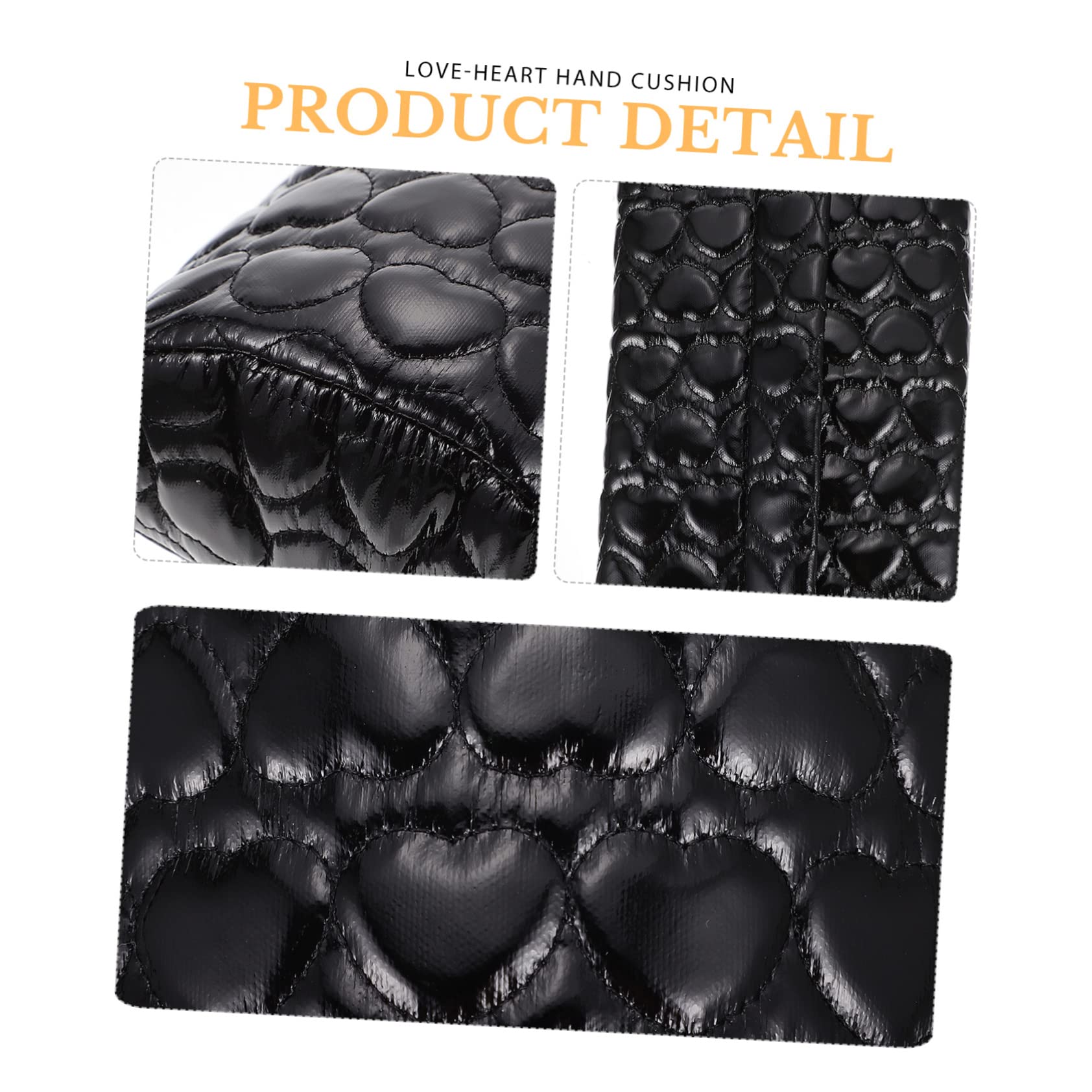 Poggiamano per Unghie a Forma di Cuore in Pu Nero, Cuscino Morbido per Manicure Confortevole, Allevia Affaticamento Mano e Braccio per Nail Art a Casa e Salone