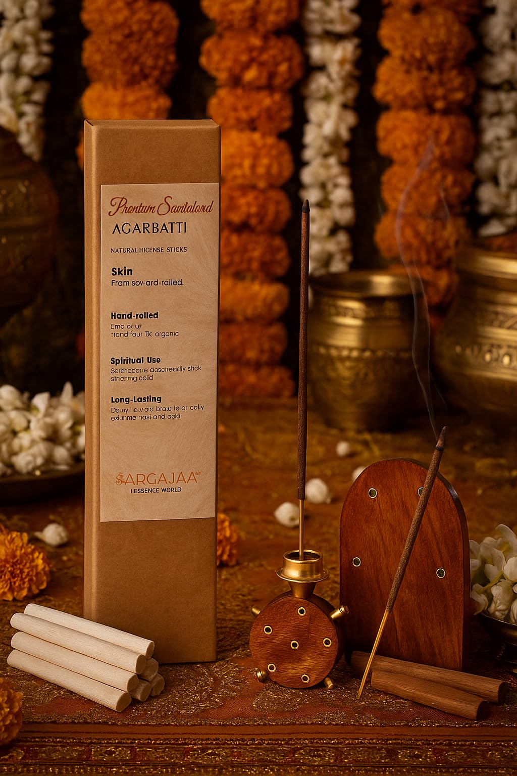 Argajaa Essence World Premium Sandalwood Incense Sticks-Pack of 20 | 100% Natural, Organic and Charcoal Free | Long Lasting Chandan Agarbatti for Home, Temple, Pooja, Arti, Meditation & Yoga & Office 1