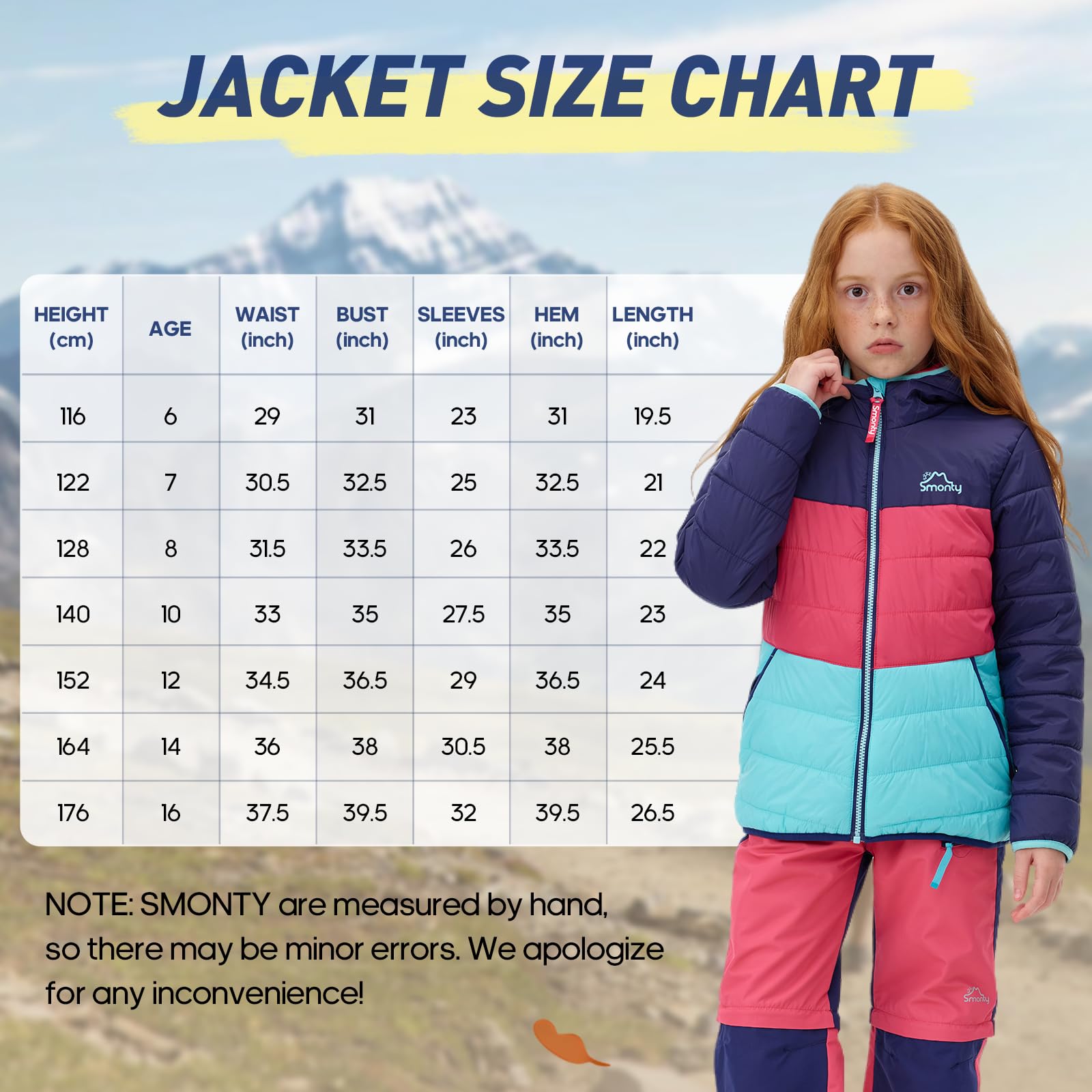 SMONTY Kids Puffer Jacket – Water-Resistant & Lightweight Coat for Boys & Girls with Taped Seams – Ideal for Spring, Autumn, Camping, Hiking & Travel