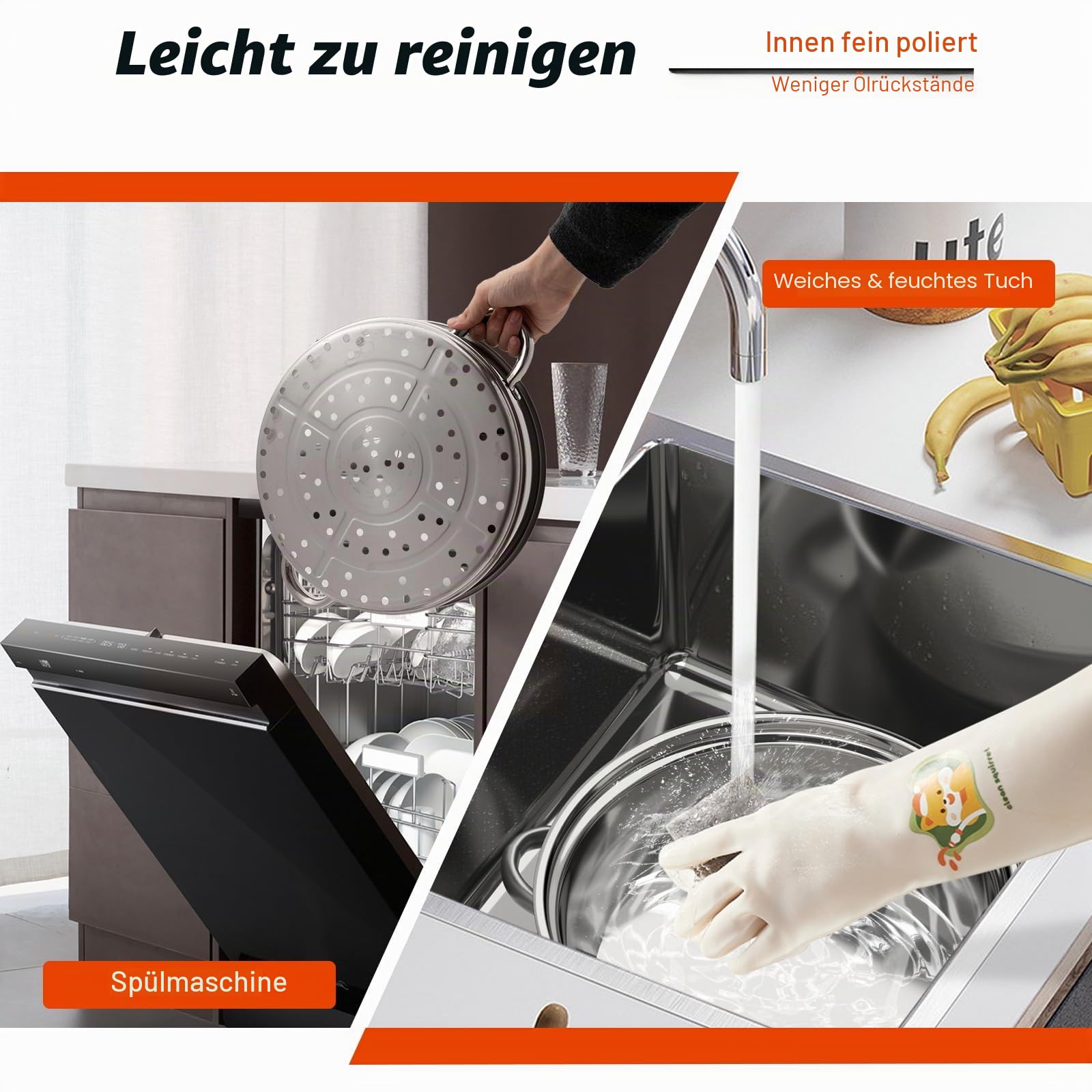 5 Etagen Dampfgarer, Topf Edelstahl Dampftopf mit Glasabdeckung DäMpfer Kochtopf Set für Alle Herdarten Geeigne Spülmaschinenfest (30cm 5 Etagen)