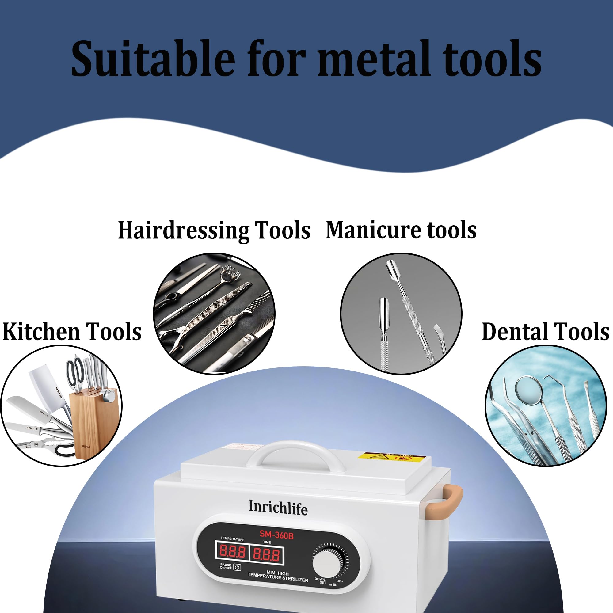Sterilizzatore ad alta temperatura, 110 V 300 W, temperatura massima 230 ℃ (456 ° F), controllo digitale, sterilizzatore a calore secco per capelli e unghie