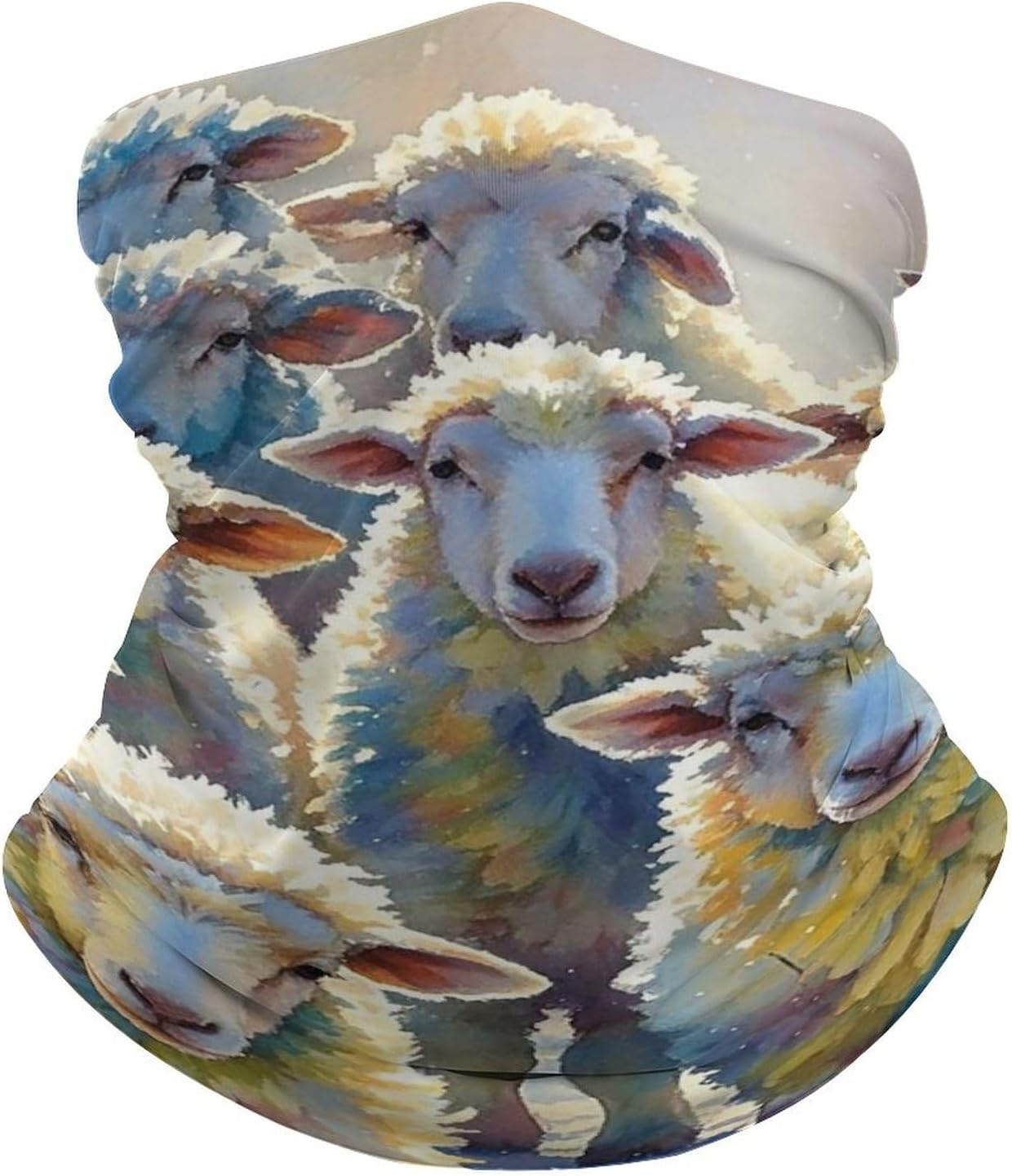 Face Cover Watercolor Sheeps Neck Gaiter Mask Protection Magic Scarf Wind Bandana Balaclava Sun Cooling Scarf Cover Head for Men Women Summer Running Fishing