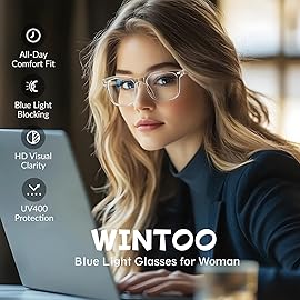 WINTOO Red Lens Glasses Blue Light Glasses Men Women - 99.9% Blue Green Blocking for Computer, Gaming, TV, Phone Screens