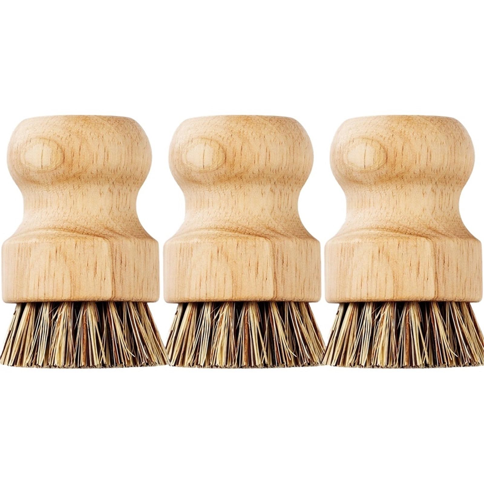 Wooden Dish Scrubber Brush For Kitchen Cleaning Lightweight Short Handle Household Scrub for Dishes, Pots(3PCS)